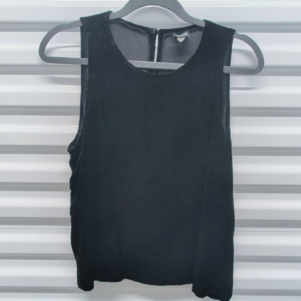 Eileen Fisher Minimalist‎ Black Velvet Tank Large Silky Quiet Luxury Party Top